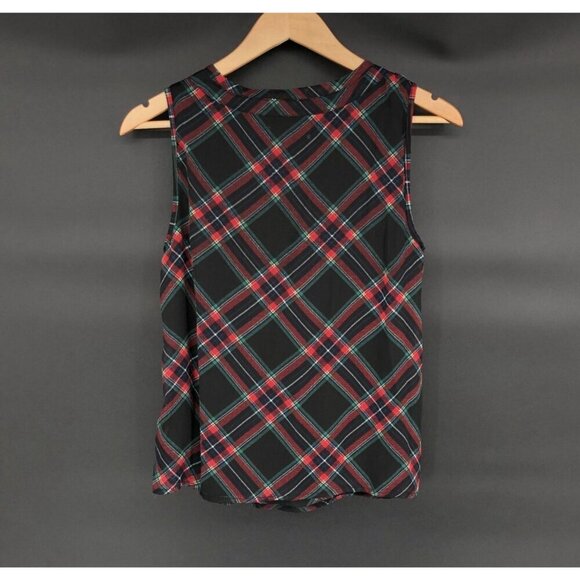 NWT Christopher & Banks Womens Sleeveless Plaid Blouse P/S Dark Academia Preppy - Picture 2 of 8